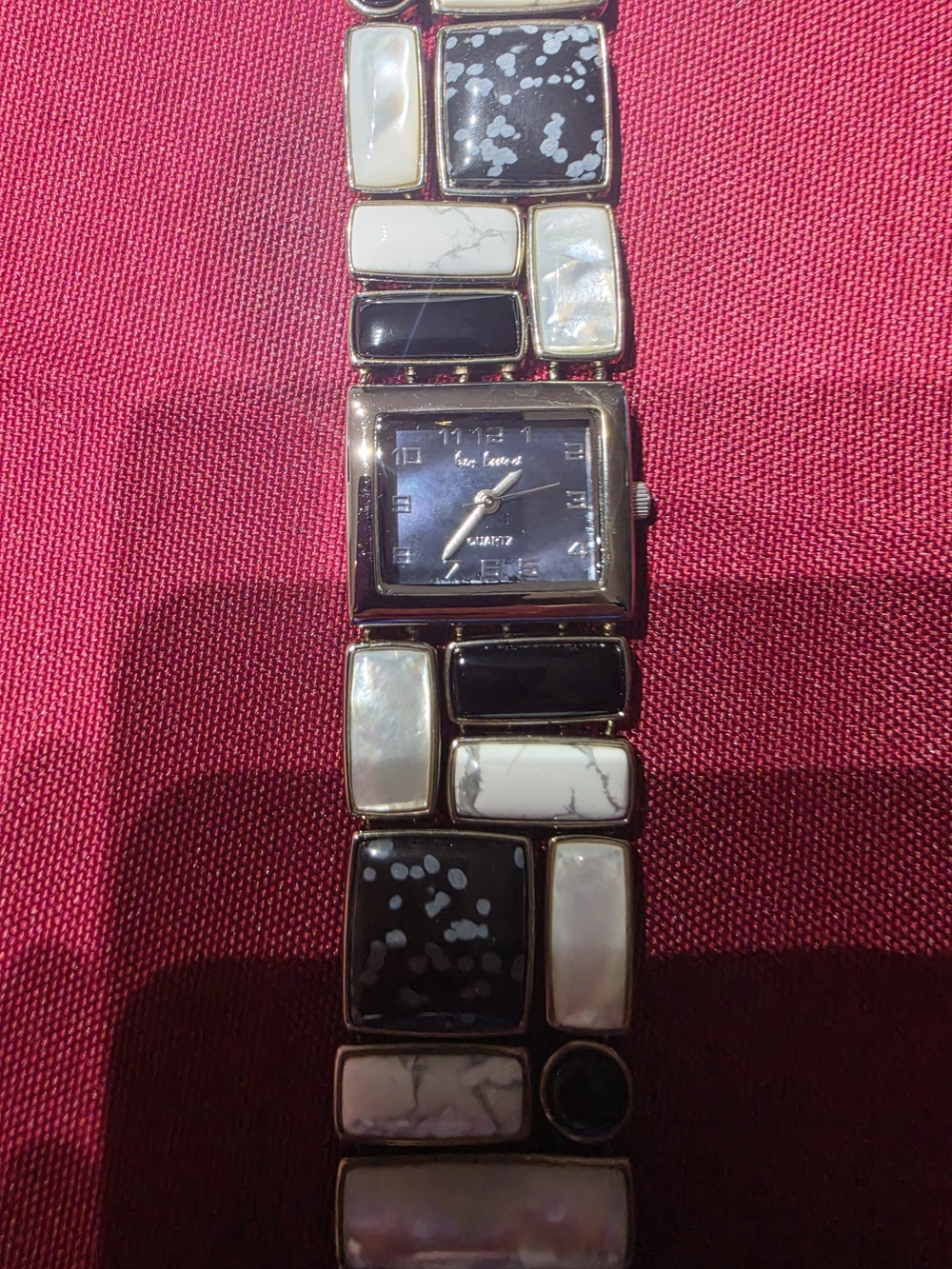Women’s Black and White Stone Bracelet Watch By Gem Essence